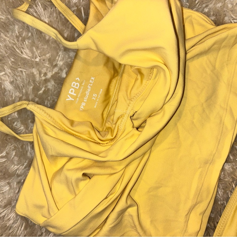 Abercrombie YPB - Bright Yellow Two-Piece Athleisure Crop Top & Skirt Set - Picture 3 of 3